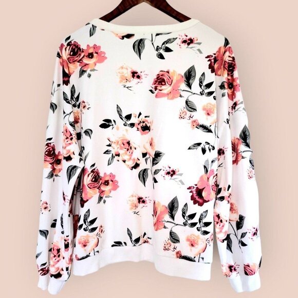 Womens 3XL Style Shein Lune Drop Shoulder Stunning Floral Print Crewneck Sweater - Picture 3 of 8